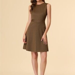 Allegra K Green A-Line Mini Dress Sleeveless